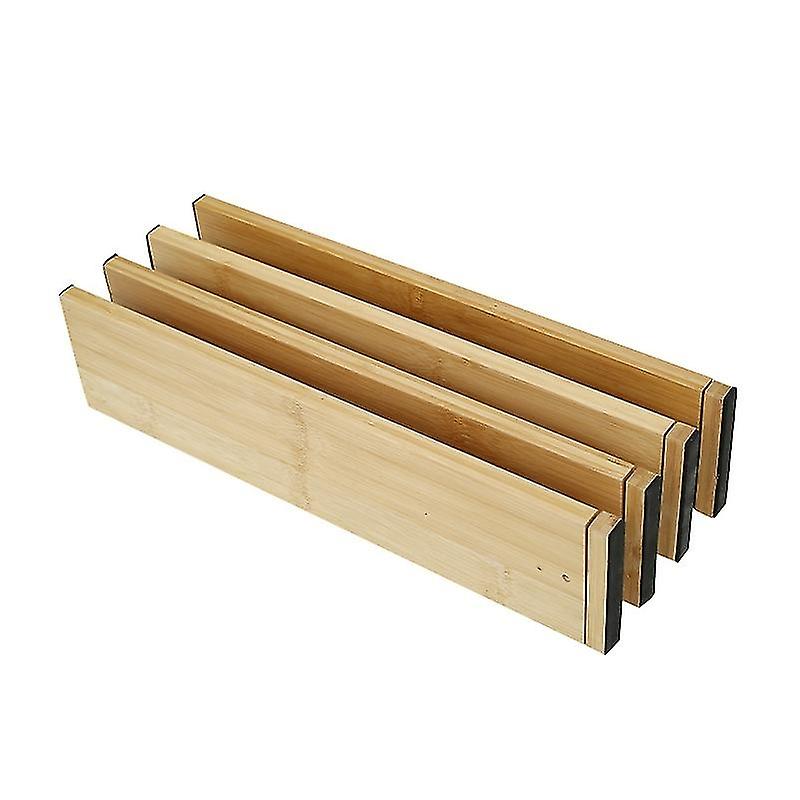 Set Of 4 Bamboo Adjustable Drawer Dividers, Expandable Drawer Organizer (16.5"-22") For Kitchen, Bed