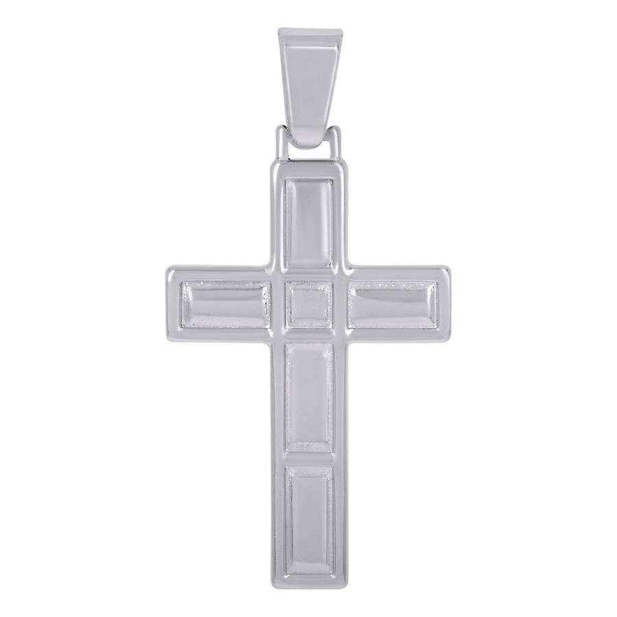 925スターリングシルバーユニセックスクロス宗教チャームペンダントネックレス46.3x23.4mm女性用ワイドペンダント