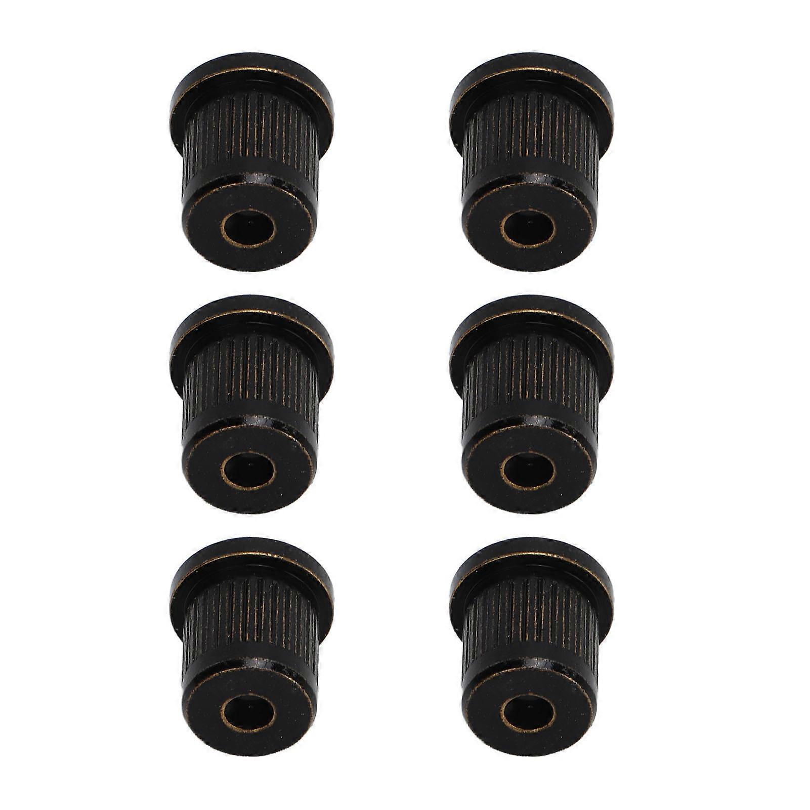 6Pcs Guitar String Ferrules Through Body Brass Recordative Edition for Electric Guitars Black 