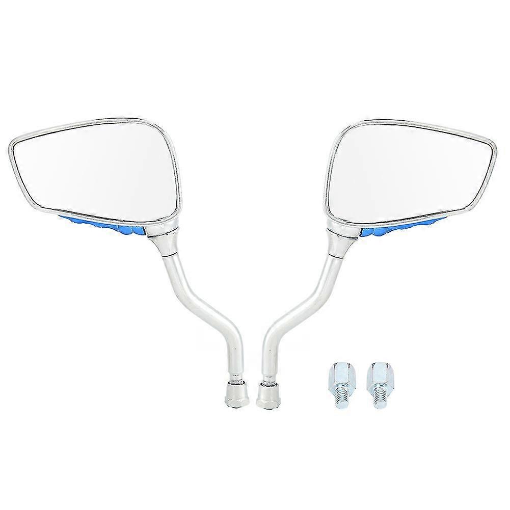 2pcs Universal Blue Motorcycle Skeleton Claw Hand Rearview Side Mirrors