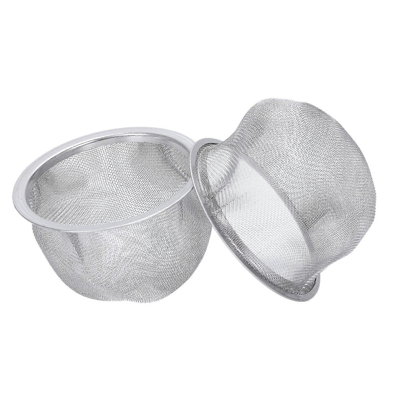 2 Pcs Stainless Steel Drainer Mesh Tea Strainer Teapot Filter Silver