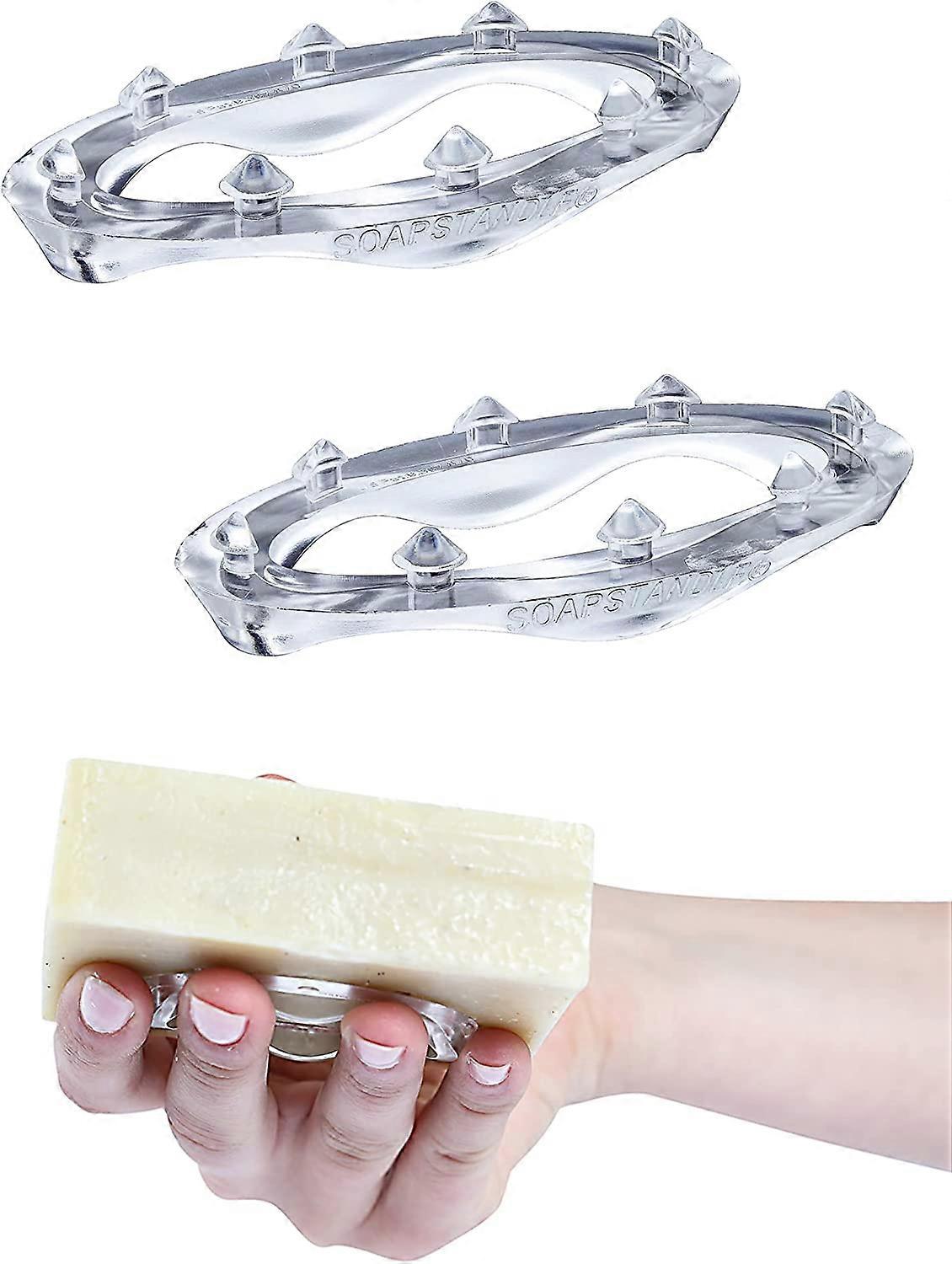 Soap Standle Bar Soap Grip No Goo or Mess Soap Holder for Bath and Showers 2 Pack, Clear