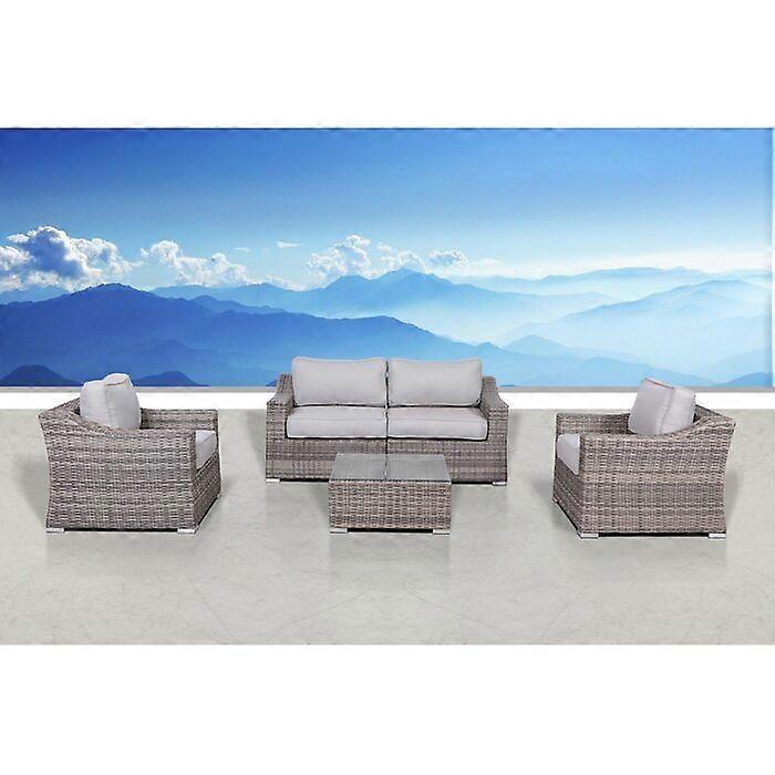 Living Source International Wicker Fully Assembled 4 - Person Seating Group with Cushions (Mixed Gray)