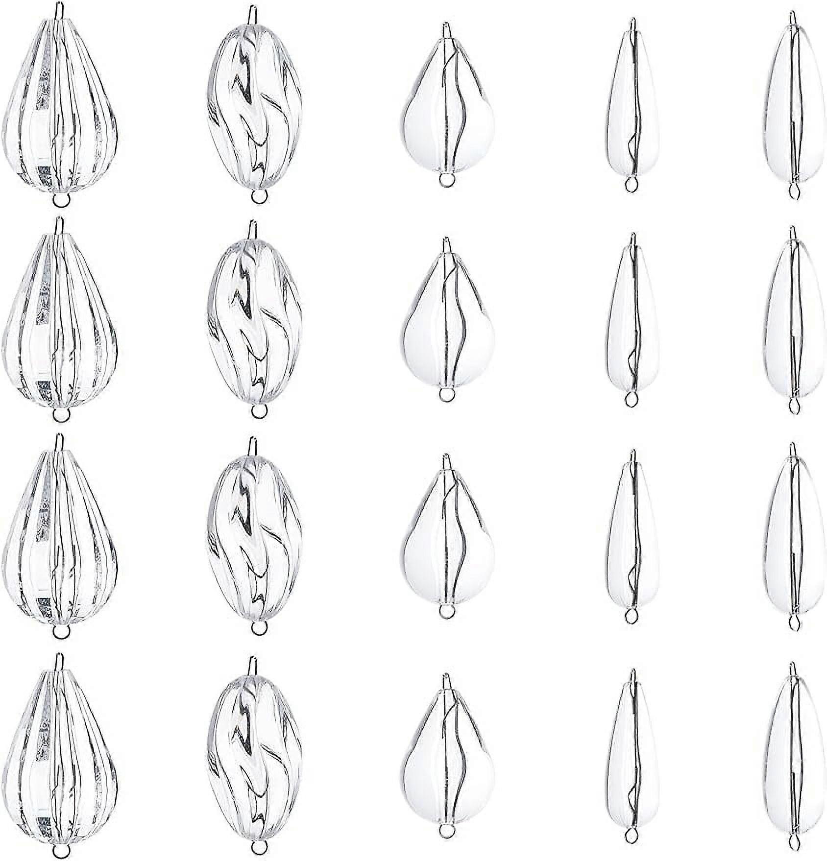 25Pcs 5 Styles Acrylic Fishing Sinker with Stainless Steel Inner Swivel Clear Swivel Weights Sinker Quick Set up for Freshwater Saltwater