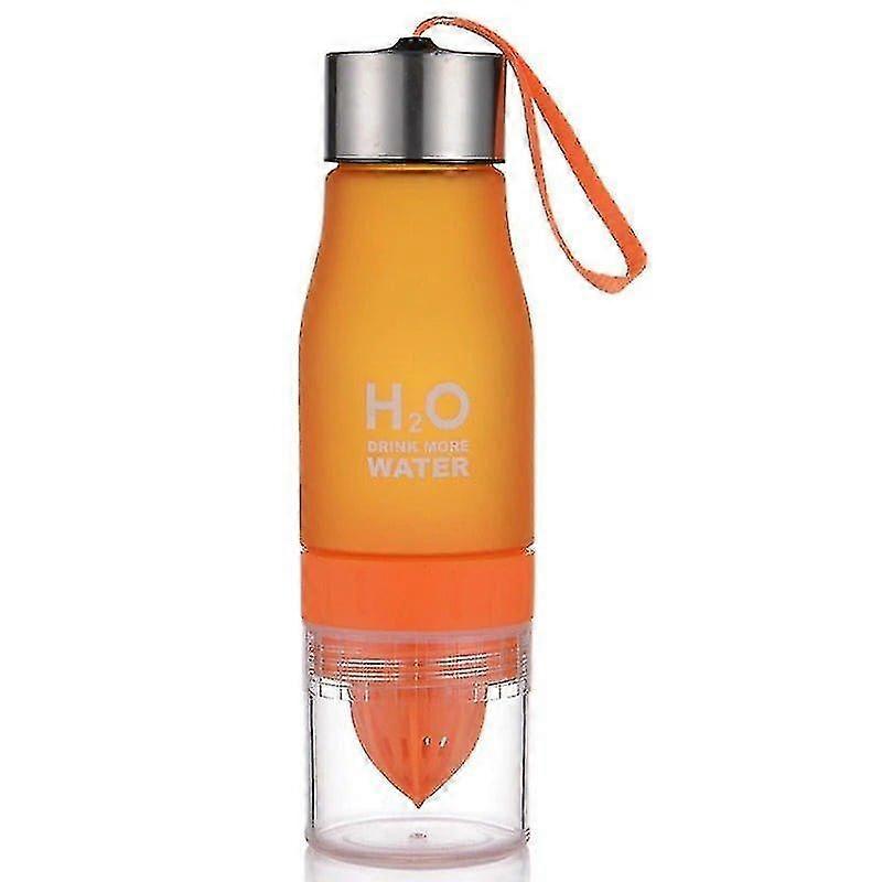 h2o water bottle with citrus press-orange