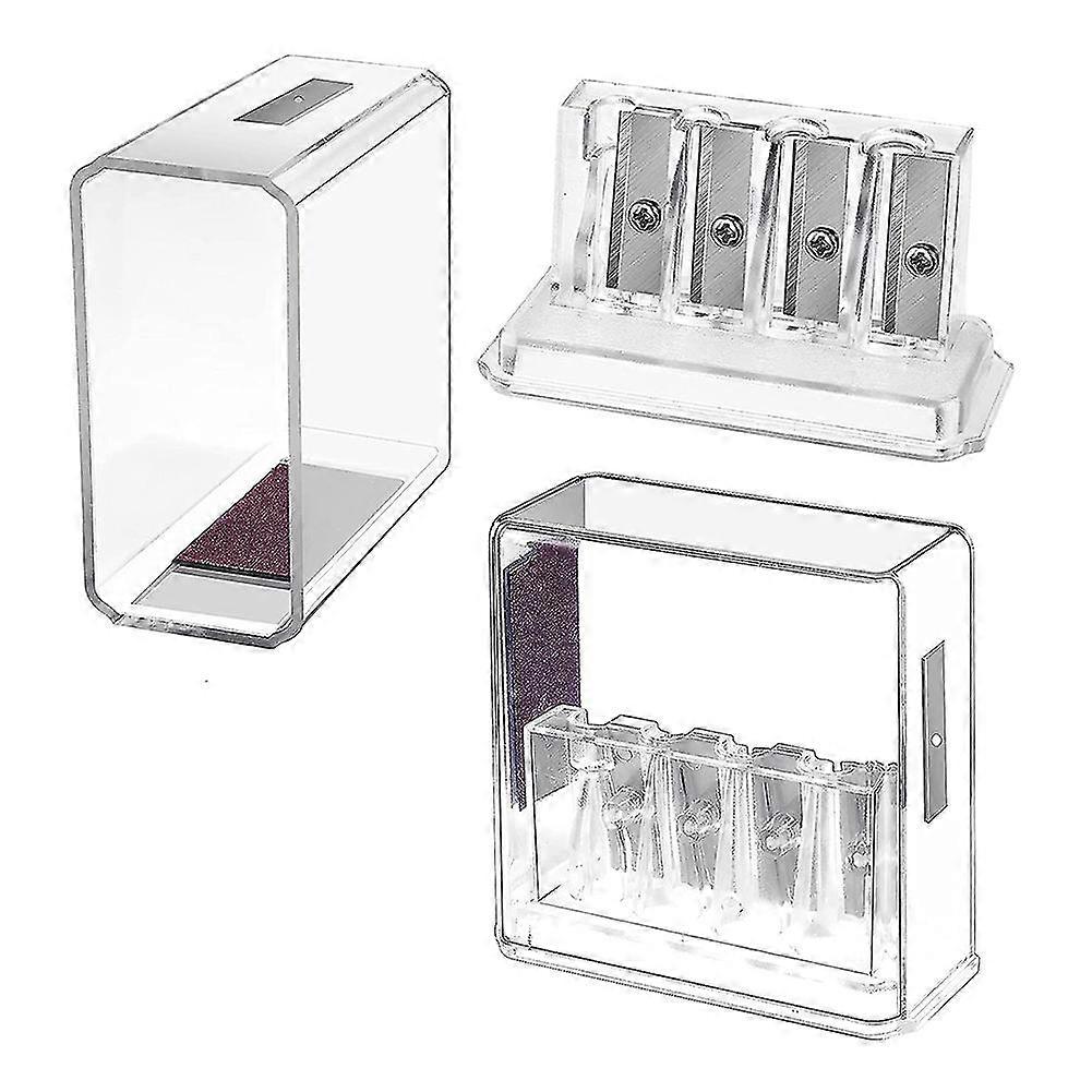 2 Pcs Carpenter Pencil Sharpener Long Point Manual Pencil Sharpener With Plastic Lid 4 Holes Handhe