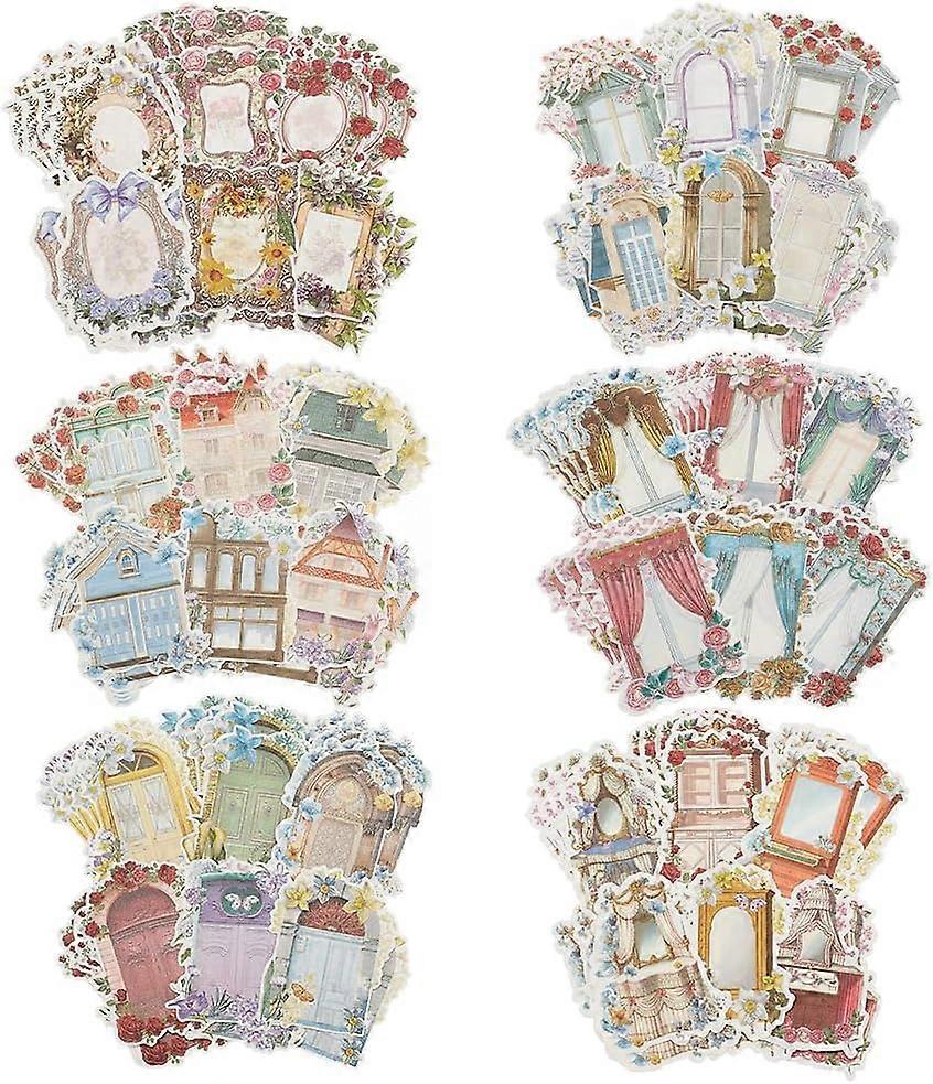 180Pcs 6Styles Aesthetic Scrapbook Paper Retro Flower Non Adhesive Decorative Paper Arch Building Journaling Scrapbooking Paper