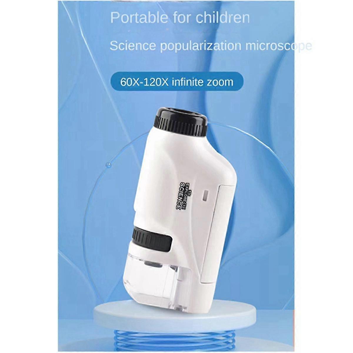 Handheld Microscope Science Laboratory Mini Handheld Battery Powered Children's Microscope White