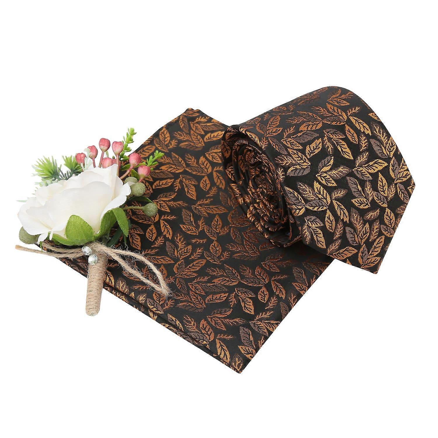 Black And Gold Willow Tie and Pocket Square Set