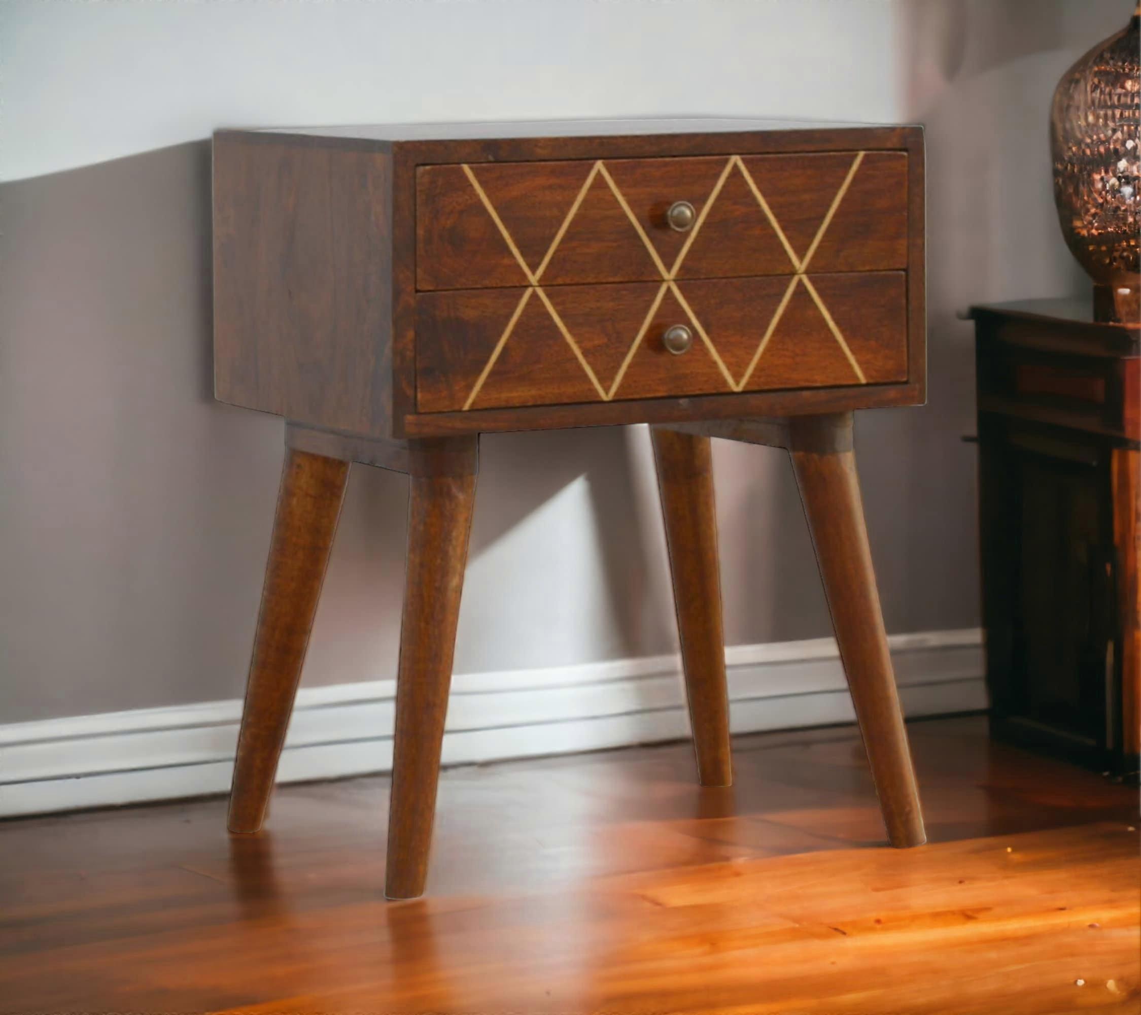 Bedside Table With Geometric Design