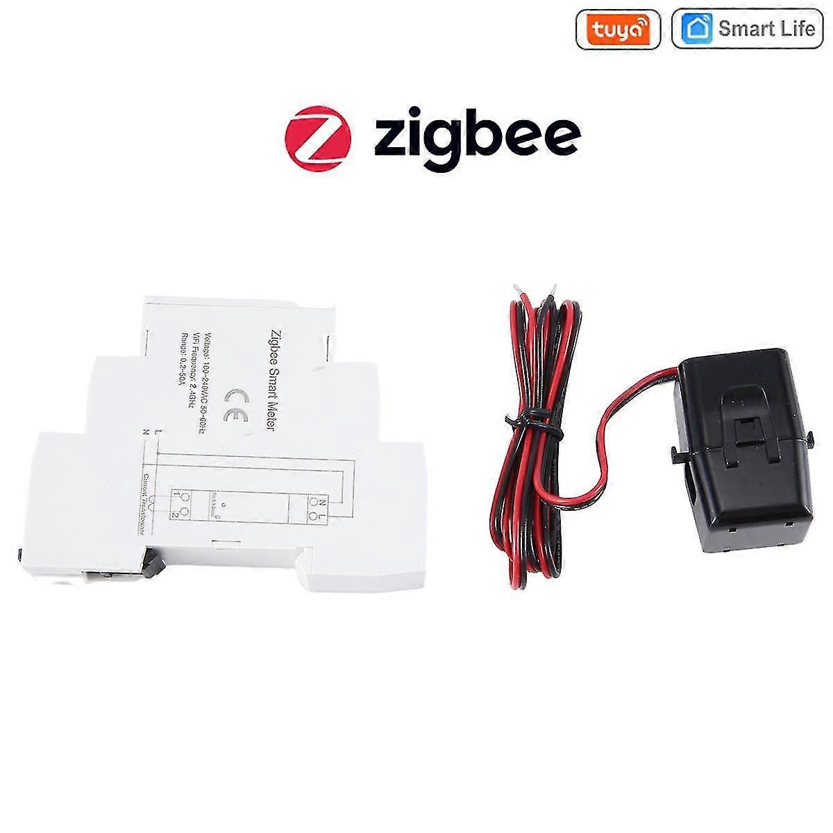 Tuya Smart Zigbee Energy Meter Din Rail With Clamp Current Transformer App Monitor Power Electricit