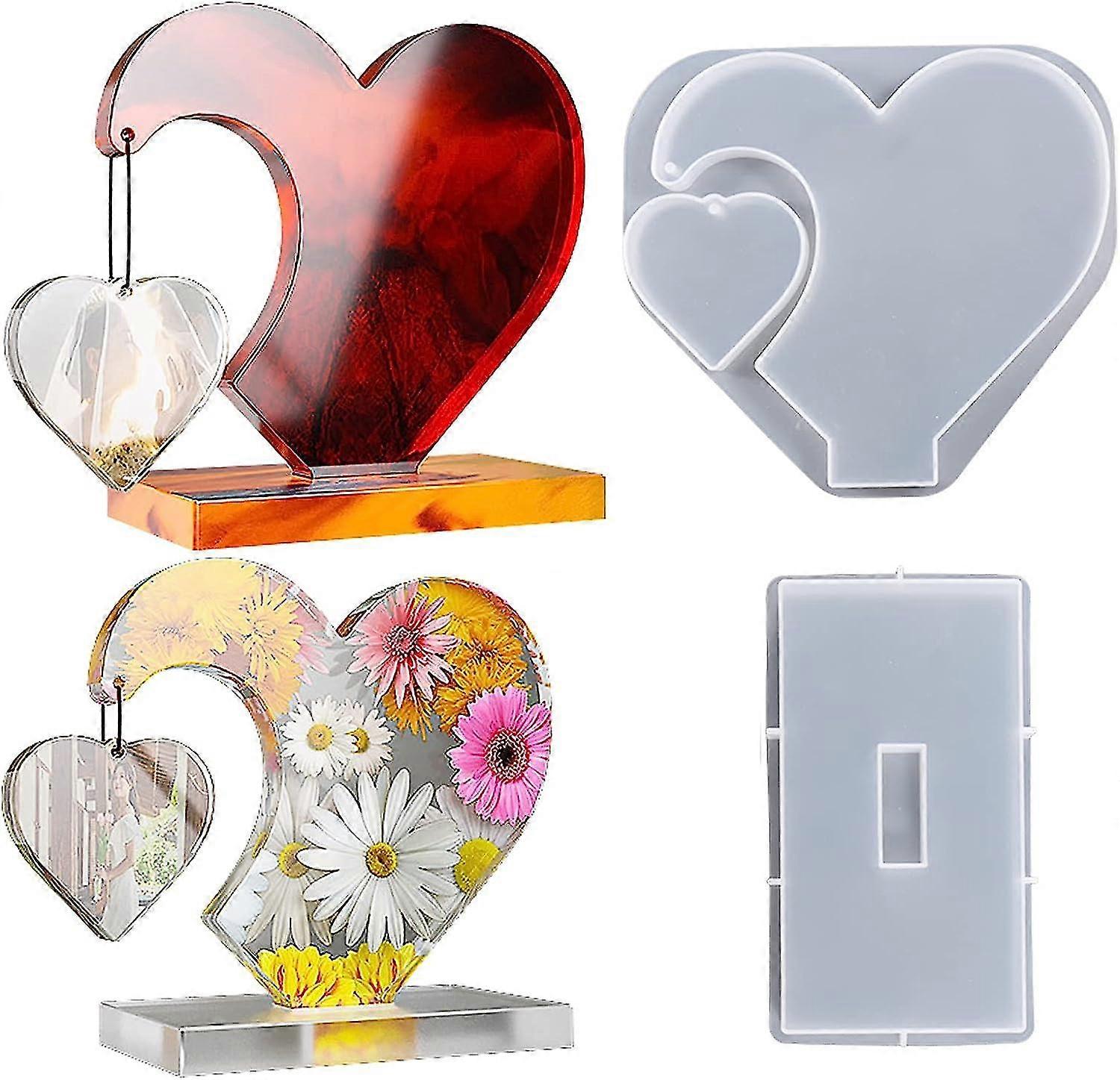 Large Photo Frame Resin Molds, Heart Shape Silicone Molds For Epoxy Resin, Diy Picture Frame Display Unique Mold For Resin Casting, Home Decor Gift
