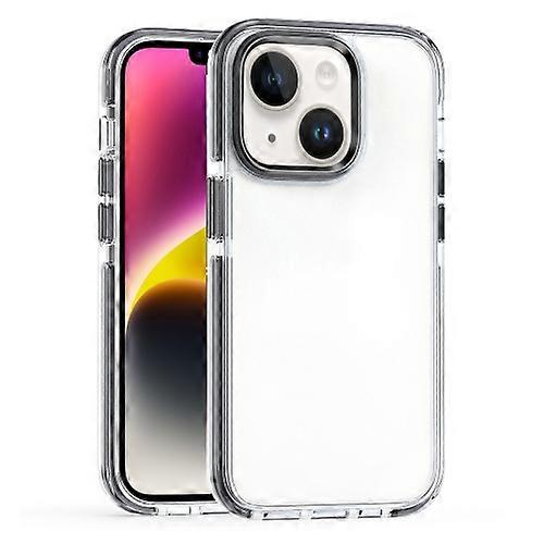 For iPhone 15 Two-color TPU Transparent PC Shockproof Mobile Phone Case