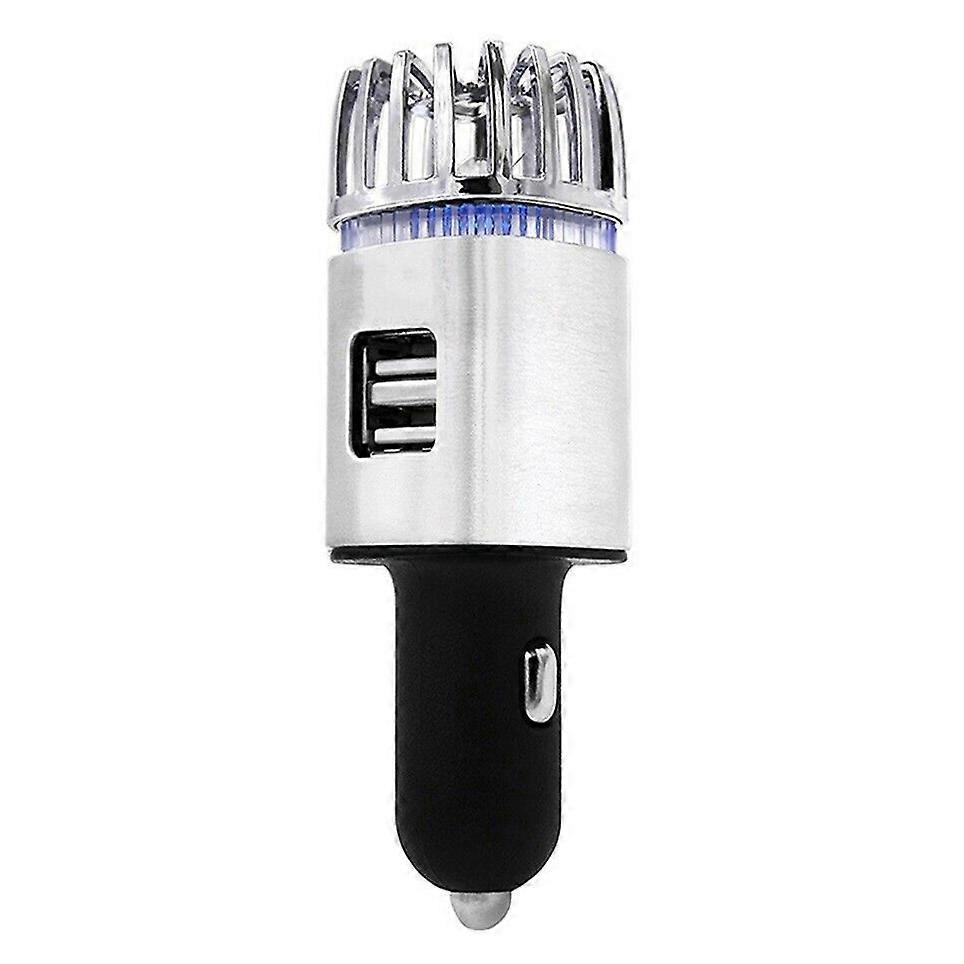 New 2 In 1 Car 2 USB Fresh Air Ionic Purifier Oxygen Bar Ionizer