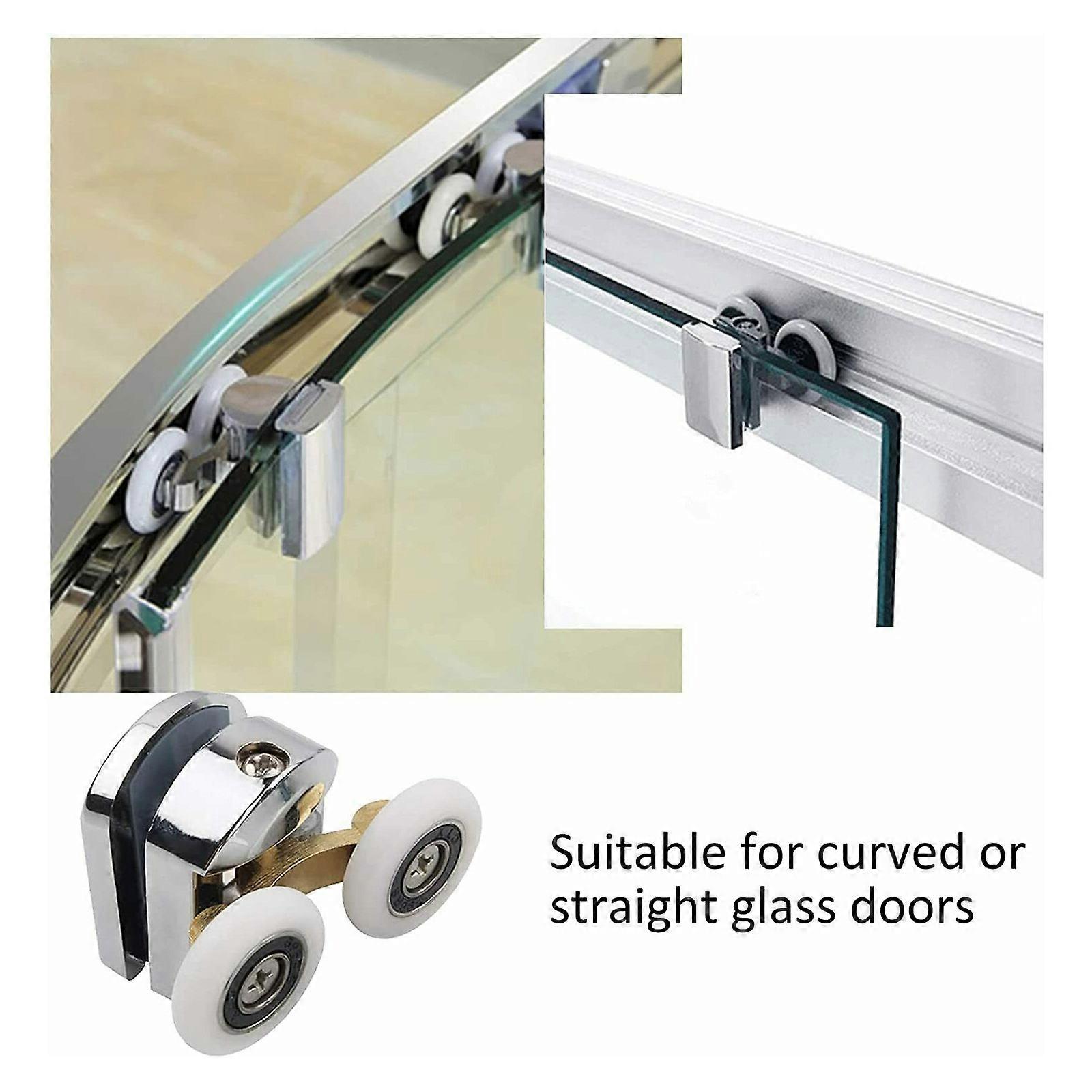 2Pcs Duschwand Türrollen Räder Oben & Unten 23mm Ersatz Schiebe-Duschtüren Läufer Räder Kit Auto