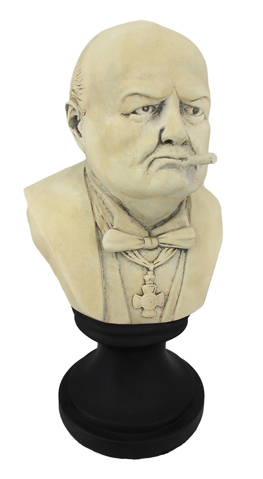 Molded Plaster Winston Churchill with Cigar Bust Statue