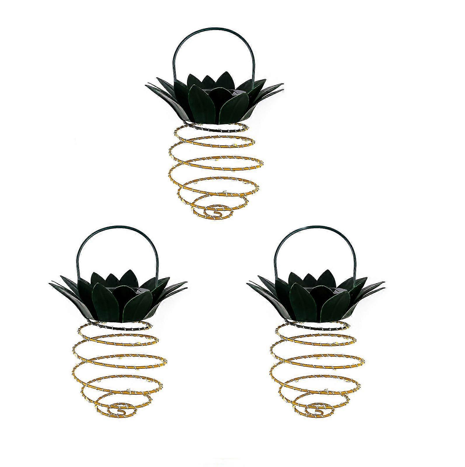 Led Solar Pineapple Light Wrought Iron Pendant Decorative Modeling Light