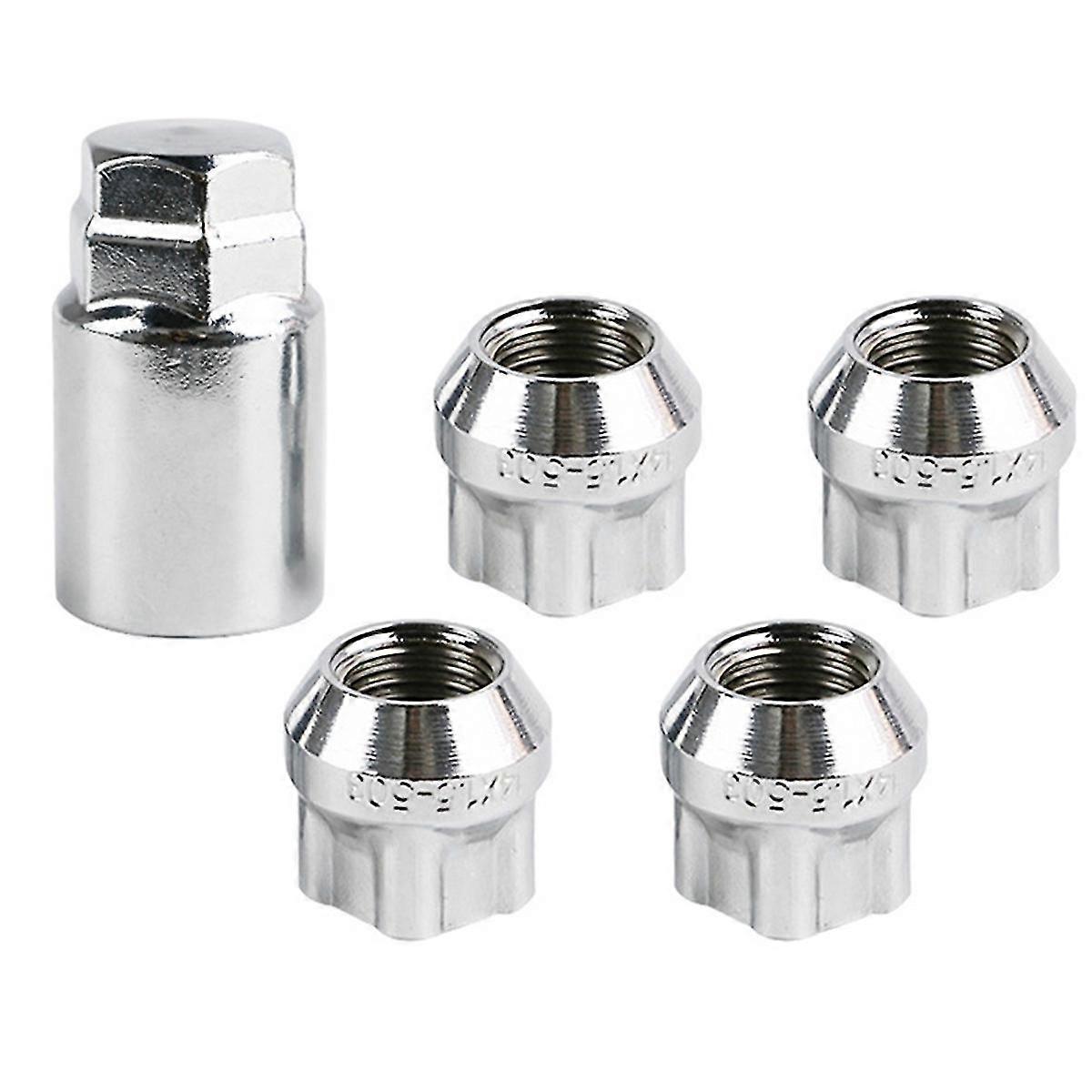 4pcs Chrome M14x1.5 Anti-theft Wheel Lock Lug Nut Cone Wheel Locks+keys For Model S/3/ Wheels M14 X