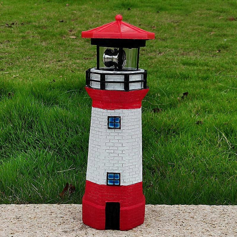 lighthouse Solar Led Light Outdoor Yard Rotating Beam Sensor -beacon LampRED