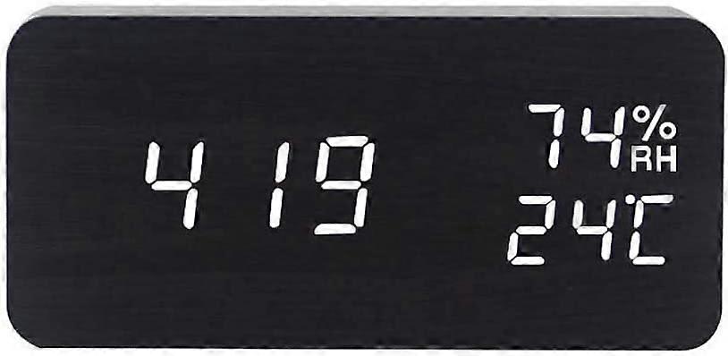 Digital Alarm Clock Voice Control LED Clock,Black