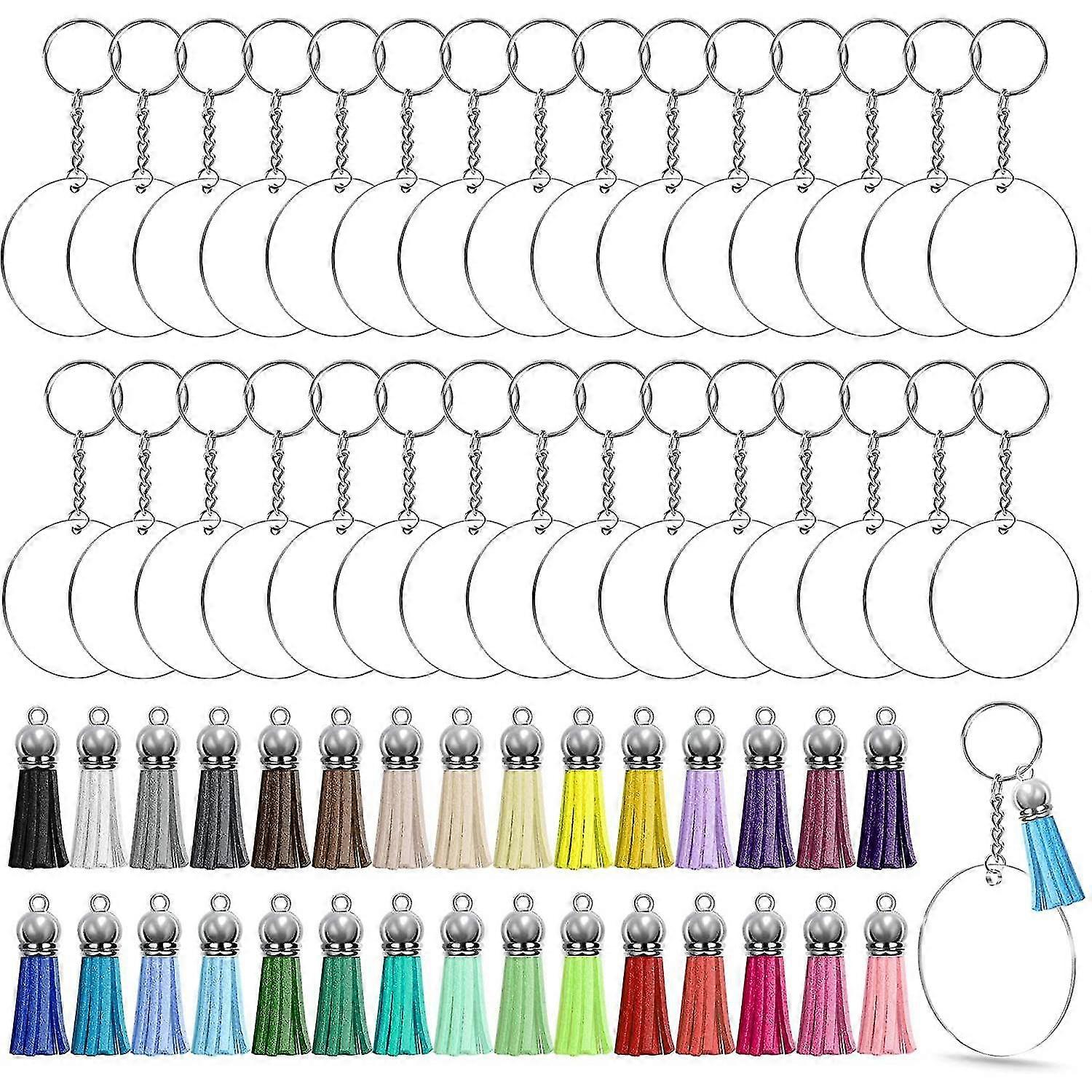 Acrylic Blanks, 120pcs Acrylic Ornament Blanks Kit Including Acrylic Blanks, Tassels, Key Chain Rin