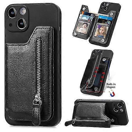 Compatible with Iphone 15 Zipper Wallet Leather Back Shockproof Mobile Phone Case