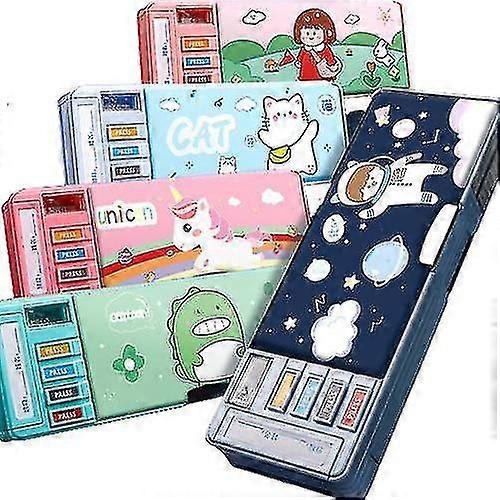 Multifunction Pencil Case Pencil Box With 2 Compartments For Students - Cartoon Pattern