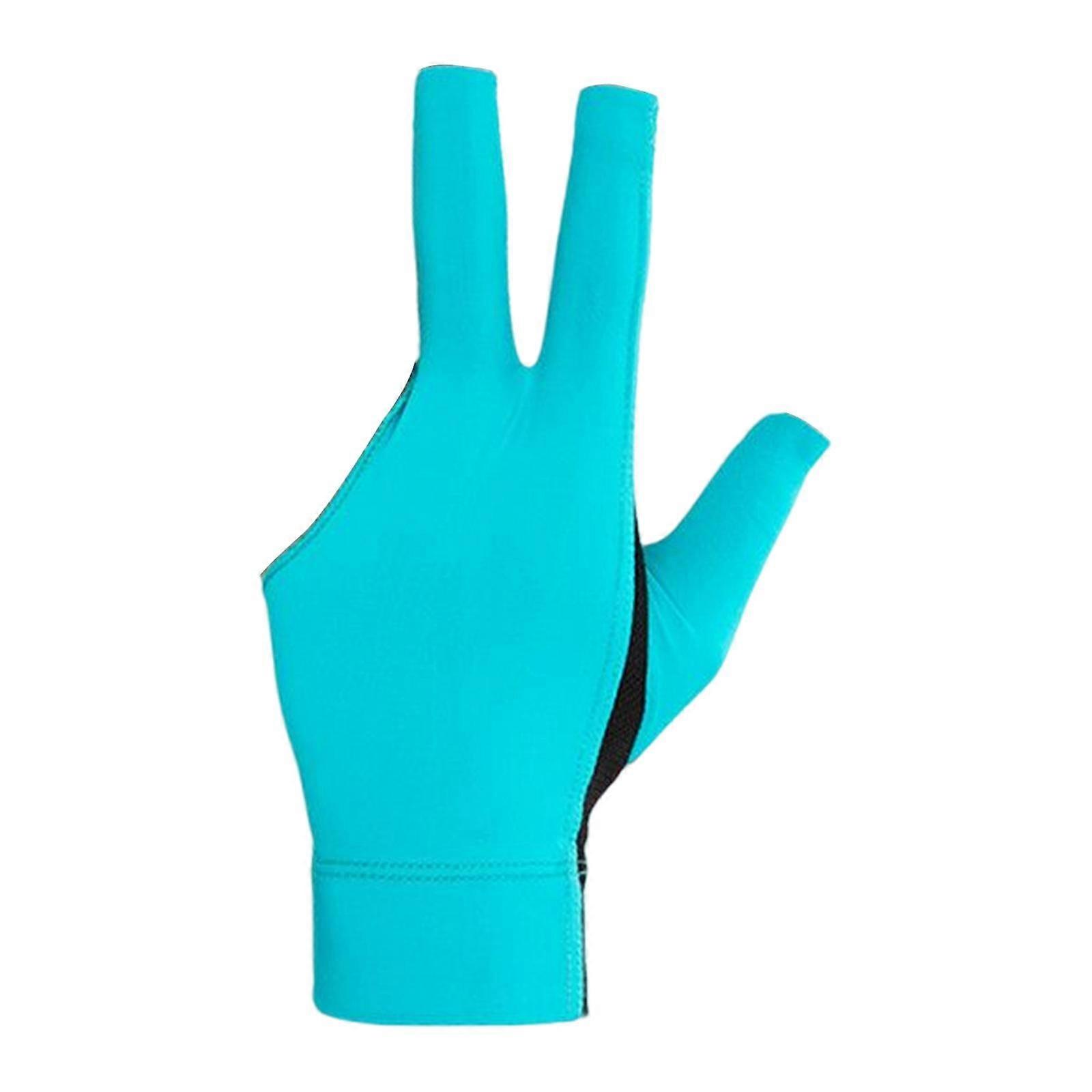 Non Slip 3 Finger Billiards Gloves Left Hand Elastic for Women Men Handwear Sky Blue