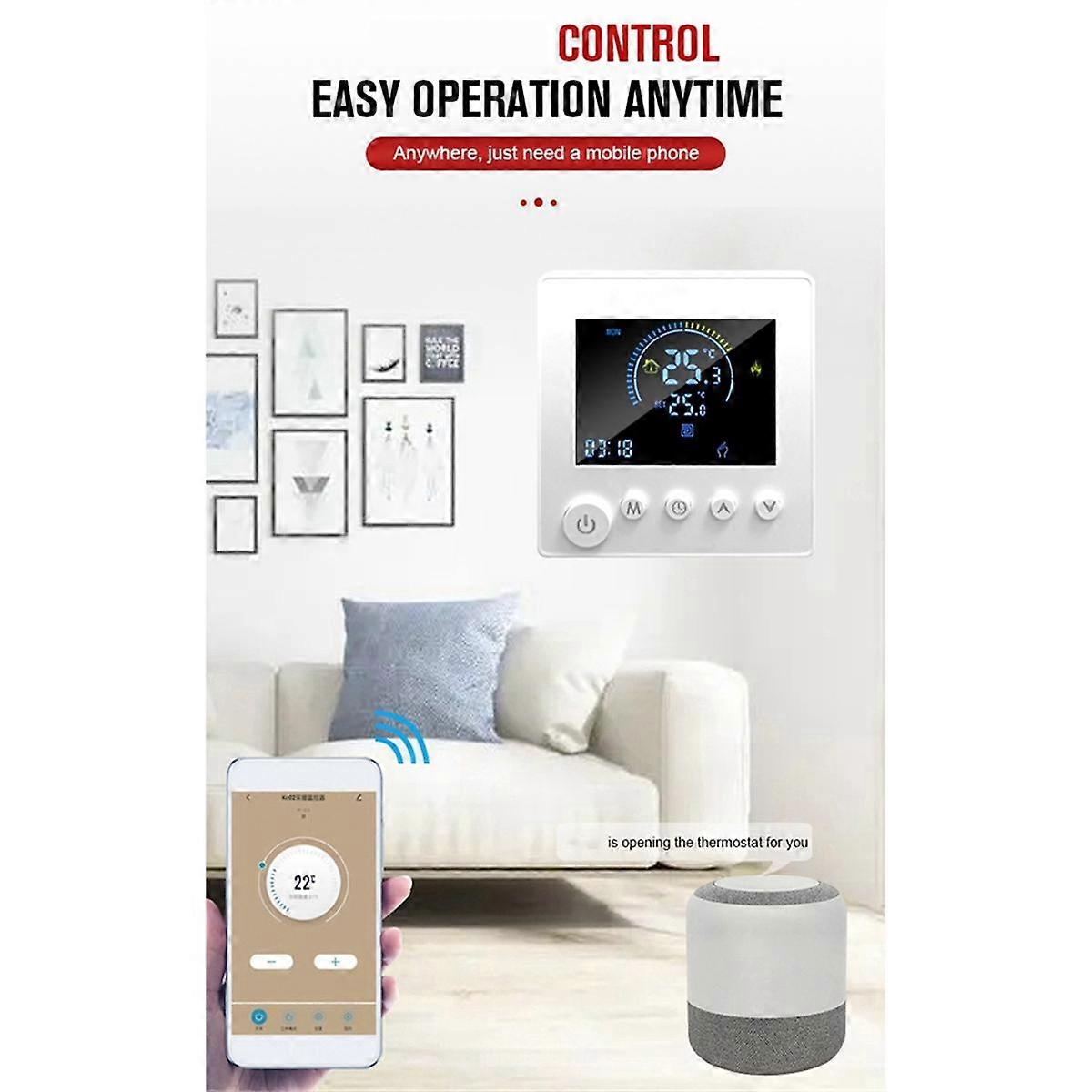 TUYA Thermostat Temperature Controller Water Electric Floor Heating TRV 3A Digital LCD Display Wall