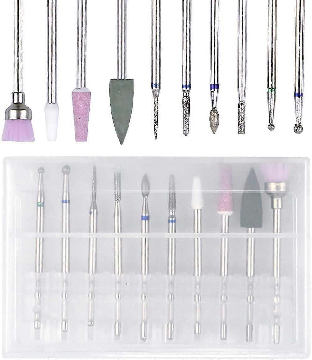 10 Pcs Nail Drill Bits Nail Drill Bits Ceramic Diamond Carbide Nail Drill Bits