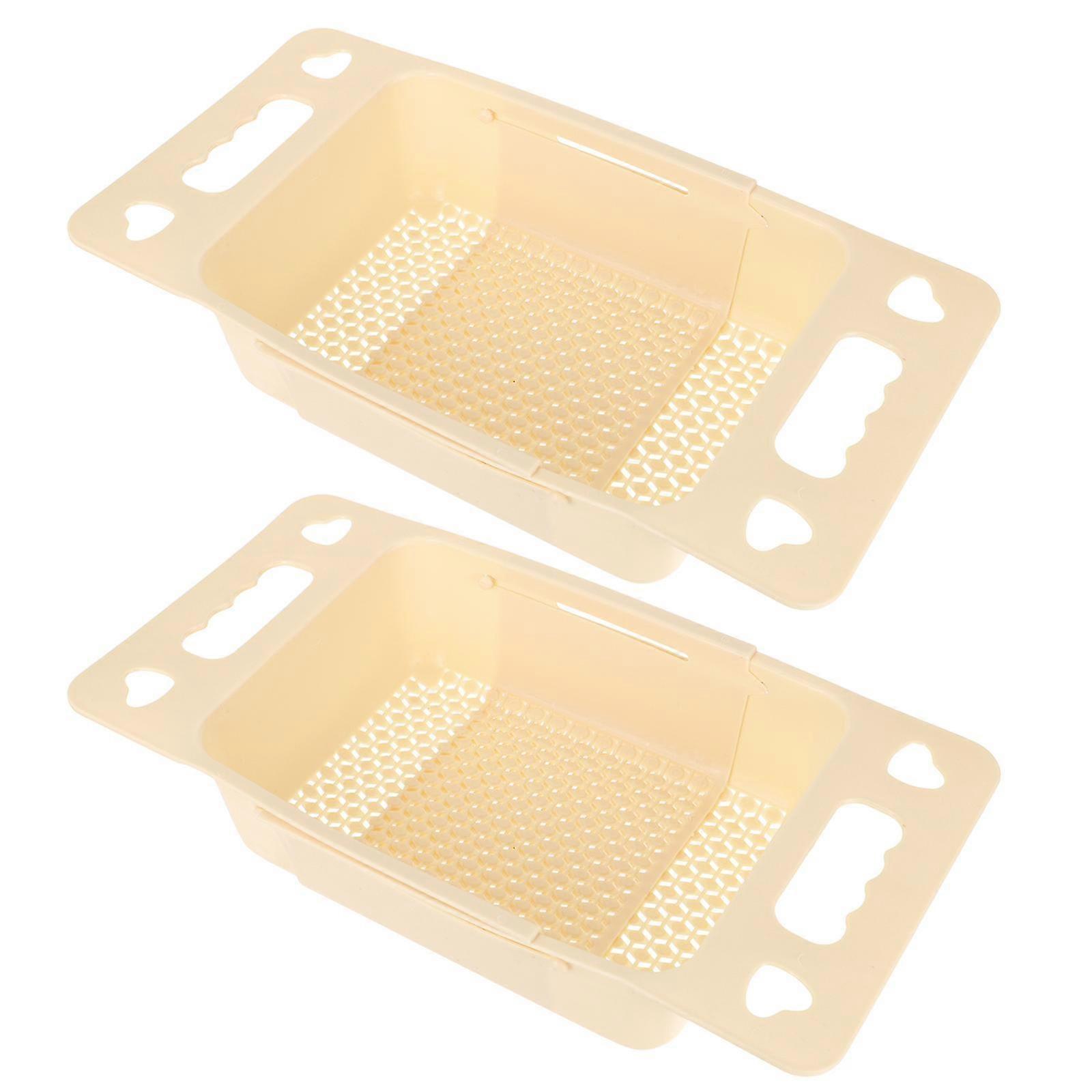 2pcs Retractable Kitchen Drain Rack Multifunctional Fruit Basket Dish Rack