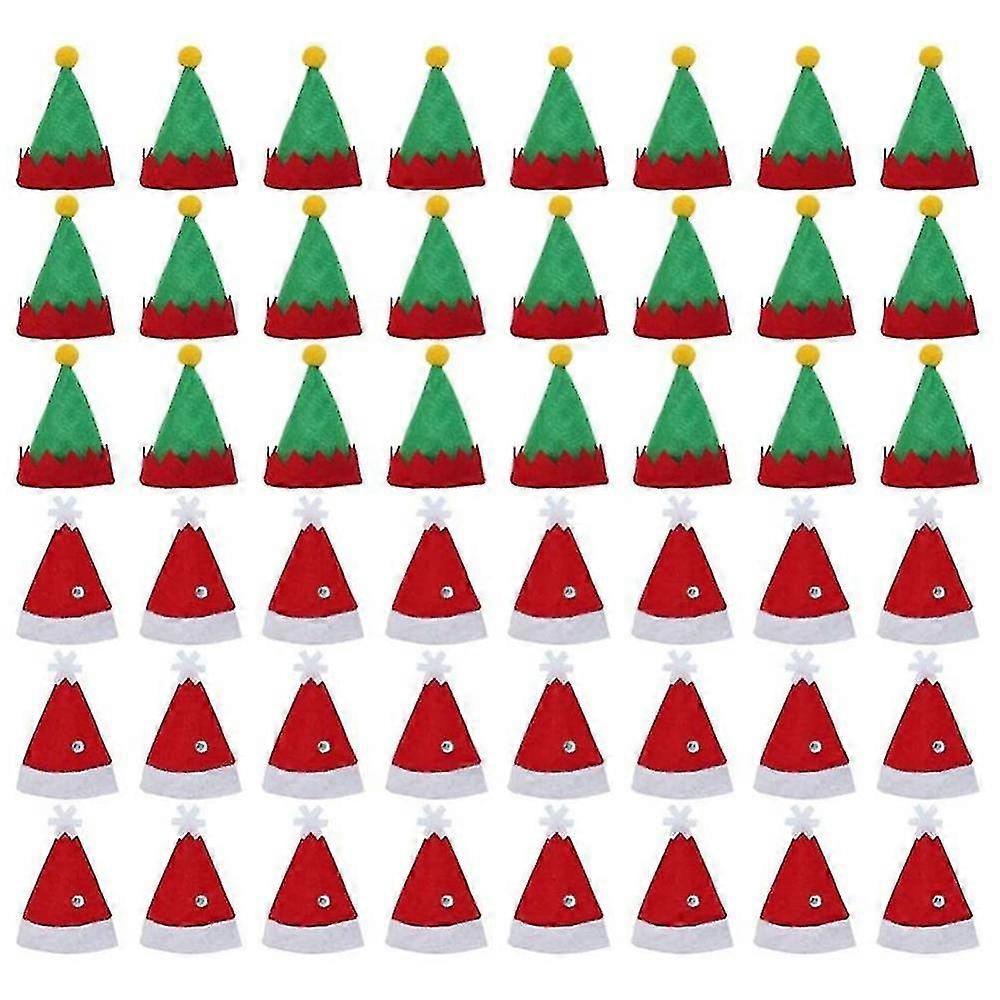 48pcs البسيطة سانتا كلوز قبعة عيد الميلاد النبيذ زجاجة حماية كاب