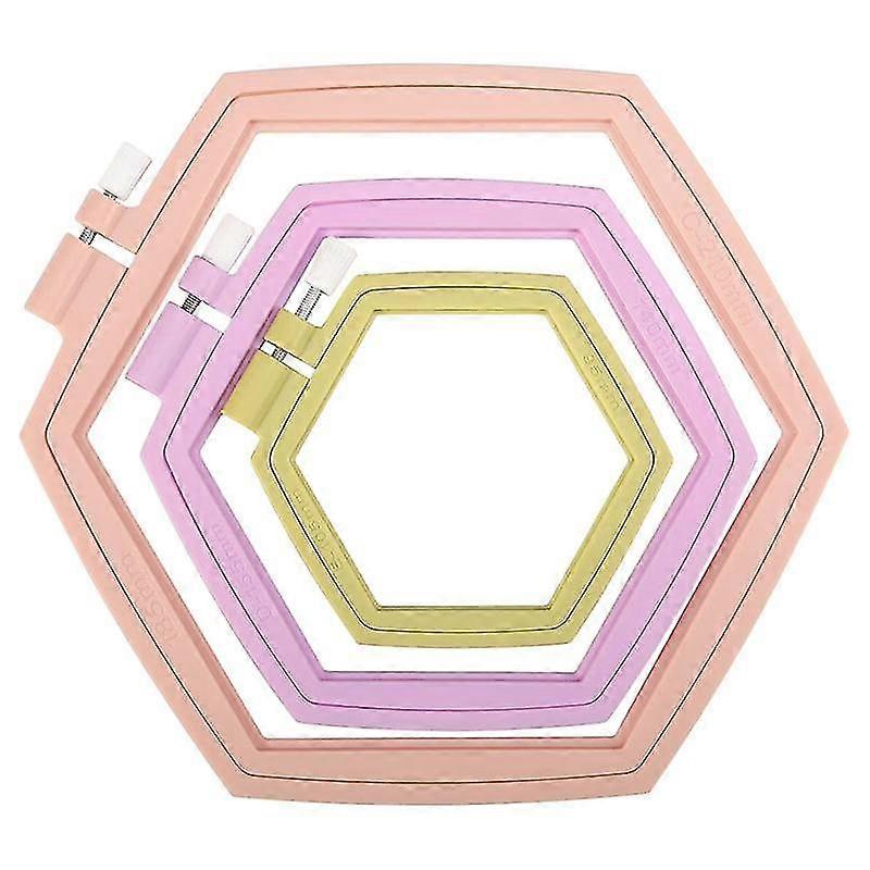 3 Pieces 3 Sizes Hexagon Embroidery Hoops, Abs Plastic Embroidery Frames Hoops For Sewing, Needlewo
