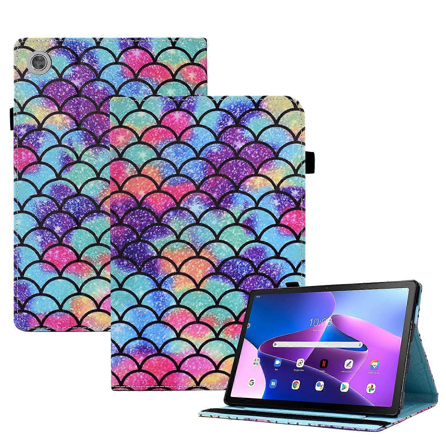 For Lenovo Tab M10 (Gen 3) PU Leather Tablet Case Pattern Printing Stand Card Holder Cover with Elastic Band