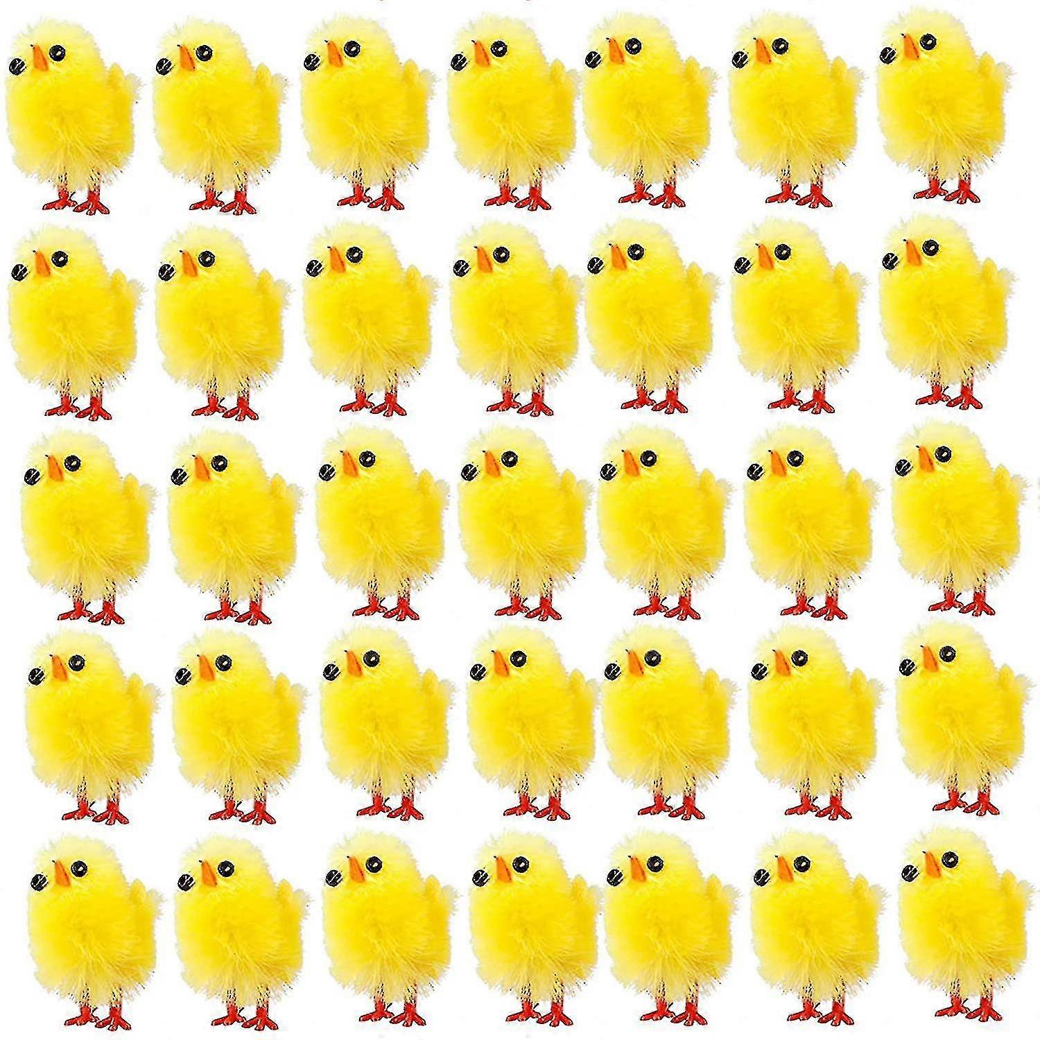 60個のイースターひよこ、ミニイースターひよこ黄色イースターシェニールひよこ、春のホームガーデン装飾イースターデコレーション-yyc