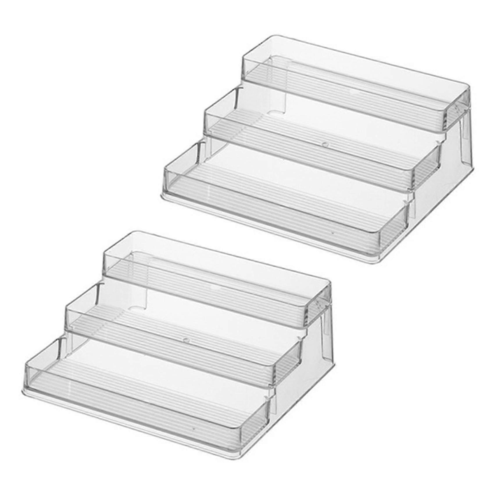 2x 3-tier Spice Rack Kitchen Pantry Step Shelf Cabinet Organizer