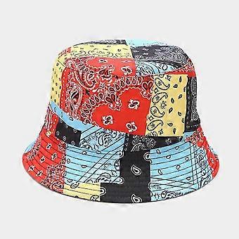 Reversible Cashew Flower Printed Bucket Sun Hat, Packable Double-Side-Wear Fisherman Outdoor Cap Summer Beach Hats Many Patterns