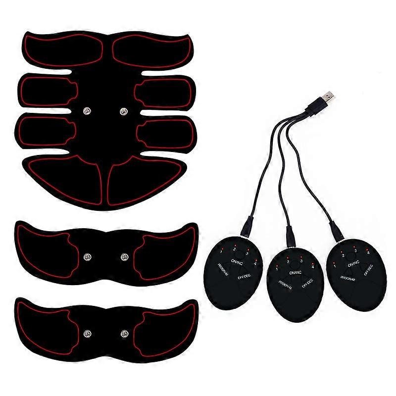 Dww-Abdominal Stimulator, 1 piece, Black and Red Color Scheme, Abdominal Trainer, Abdominal Electrical Stimulator with 6 Modes and 9 Levels, Abdominal