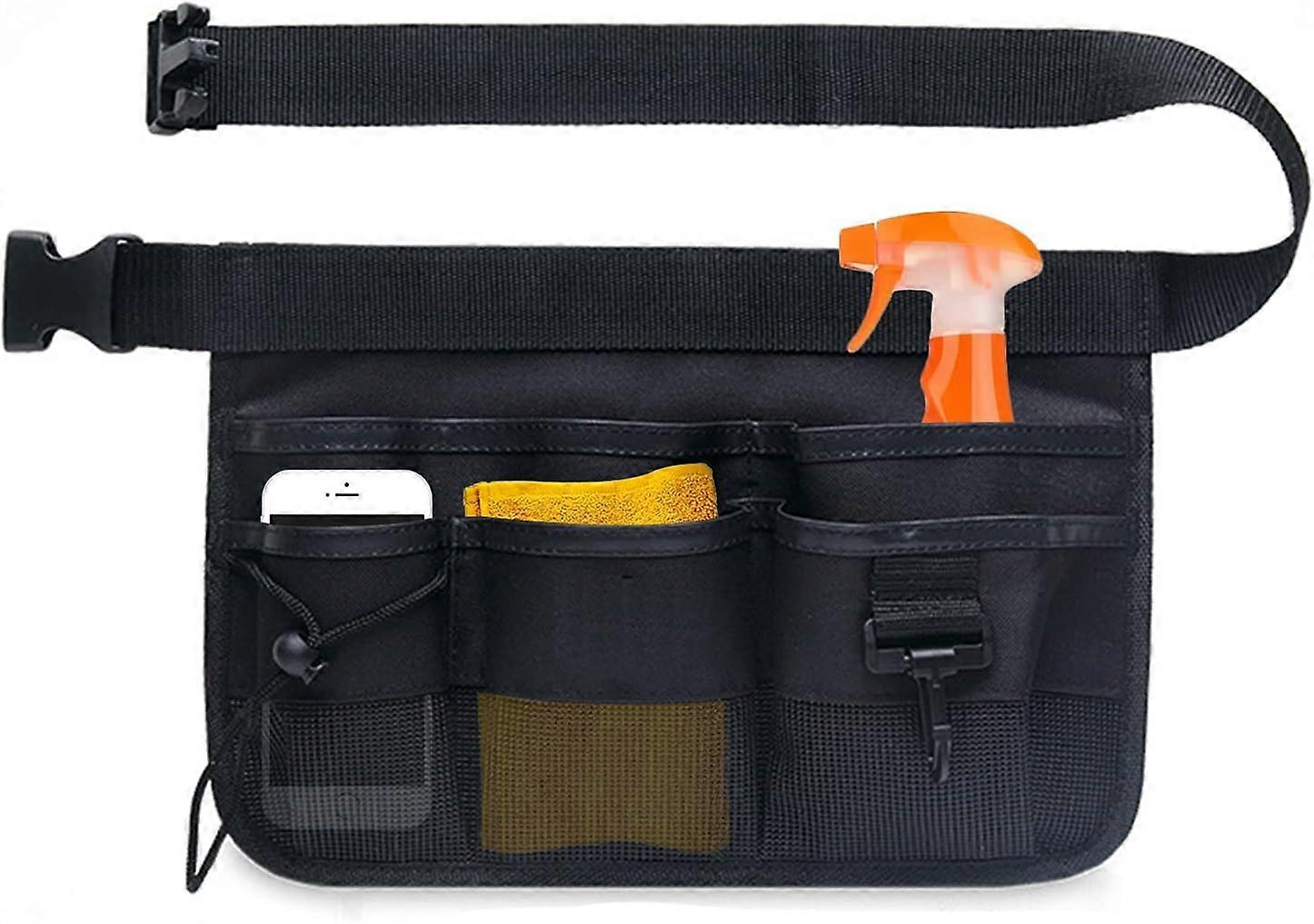 (Black) Gardening Belt Waist Bag, Tool Bag with Multi Pockets, Professional Adjustable Waterproof Oxford Tool Belt Bag, for Home, Garden, Cleaning