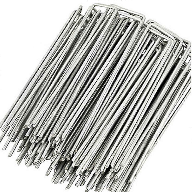 Garden netting membrane fleece pegs - 4.3''x 2.9mm U-Shaped Galvanised Securing Pegs for Securely Fixing Landscape Fabric, Chicken Wire, Fencing, Weed