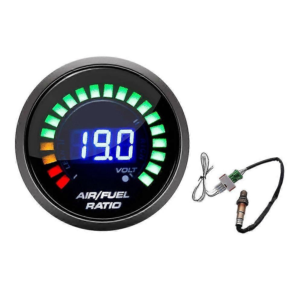 מד יחס דלק אוויר 52 מ"מ צג דיגיטלי LED עם חיישן חמצן O2 בפס צר מד רכב 12V NLR