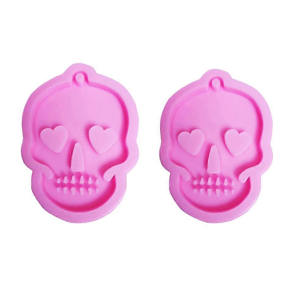 Set of 2 Super Shiny Skull Shaped Silicone Molds, Polymer Clay Keychain, Epoxy Resin Molds for DIY, Halloween Crafts, Making Accessories, Pendant (Mol