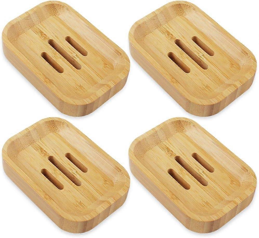 4 stuks houten zeepbakje, natuurlijke bamboe zeepkist zeep opbergdoos - badkamer- en keukenaccessoires