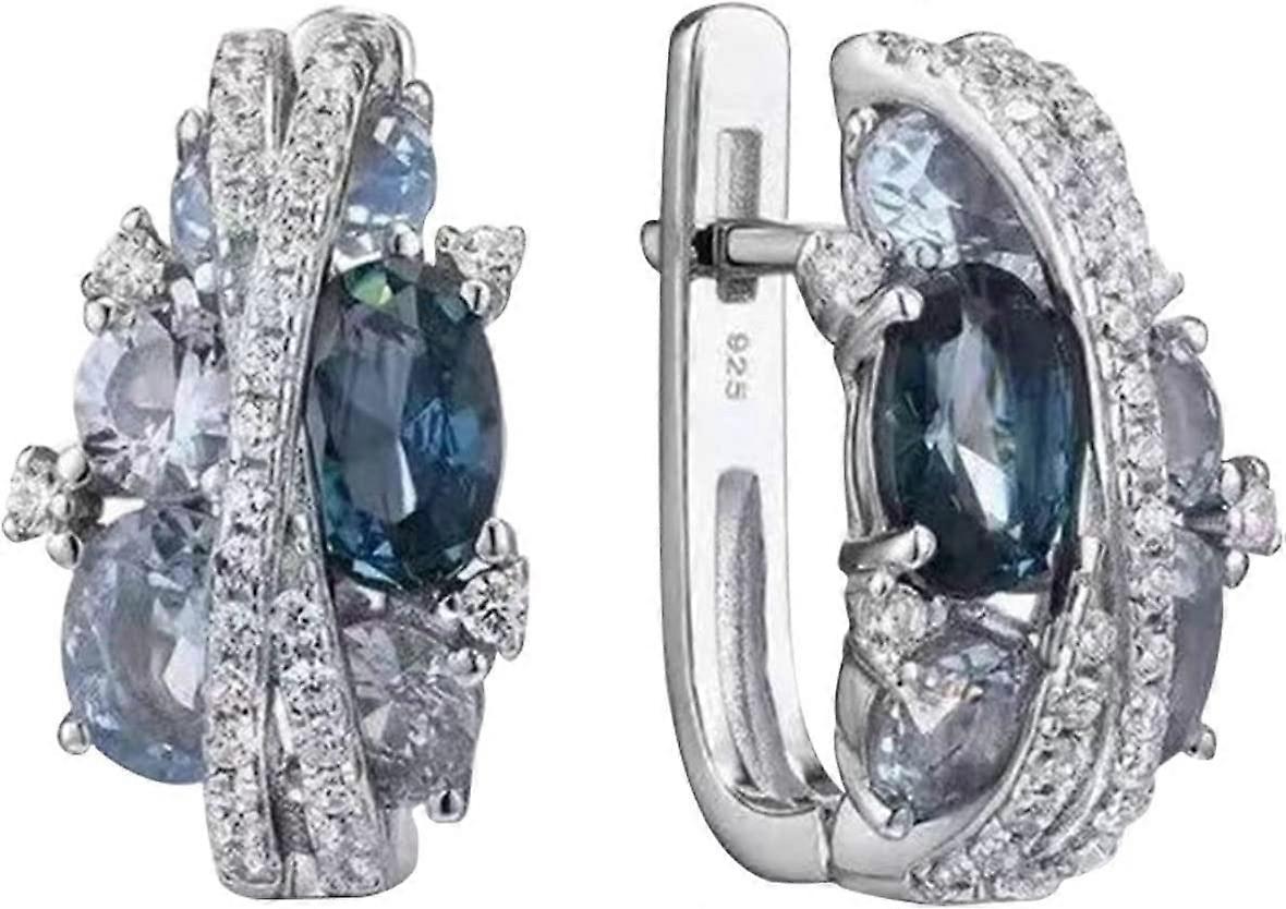 Améthyste Argent Vintage Creative Double X En forme de Zircon Luxuriant Creux Boucles d’oreilles Tempérament Transparent Boucles d’oreilles