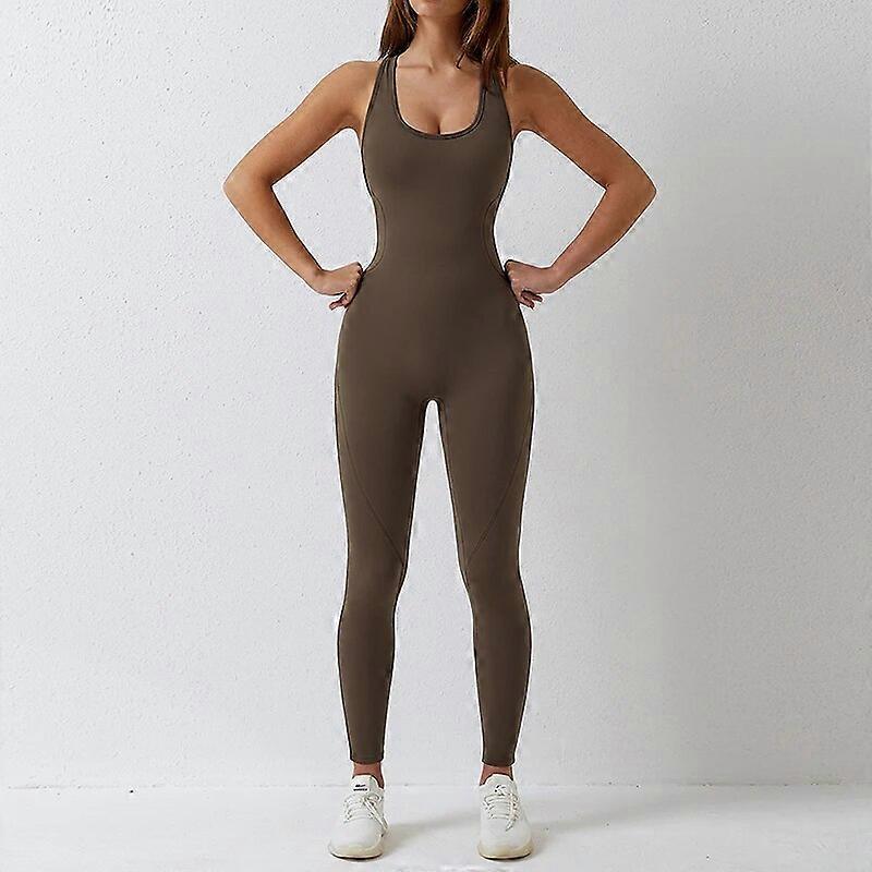 WISRUNING Hollowed Back Yoga Jumpsuit Sport Outfit for Women