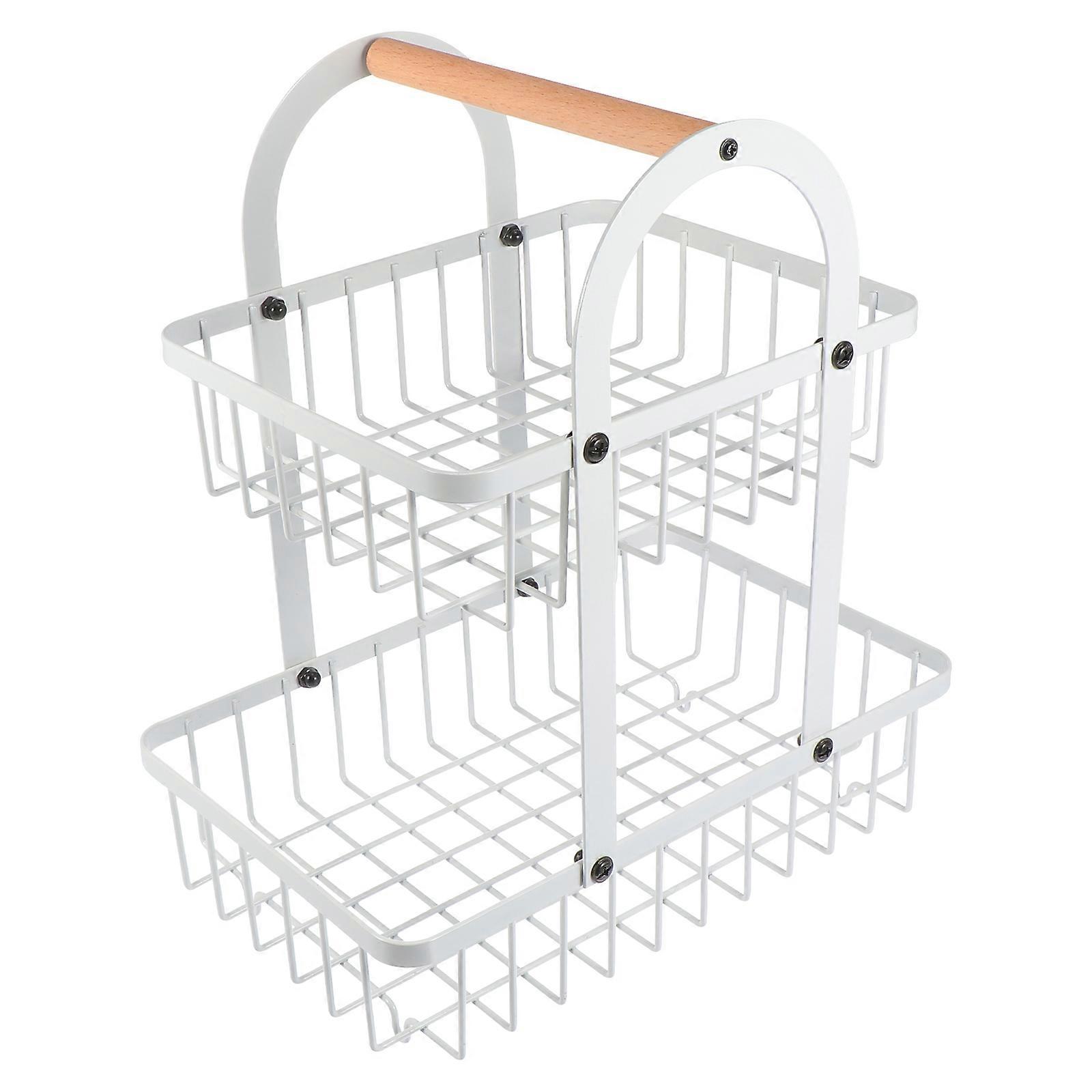 1 Stück Eisenkunst Obstkorb Hohler zarter Obstbehälter Zweischichtiger Snackkorb