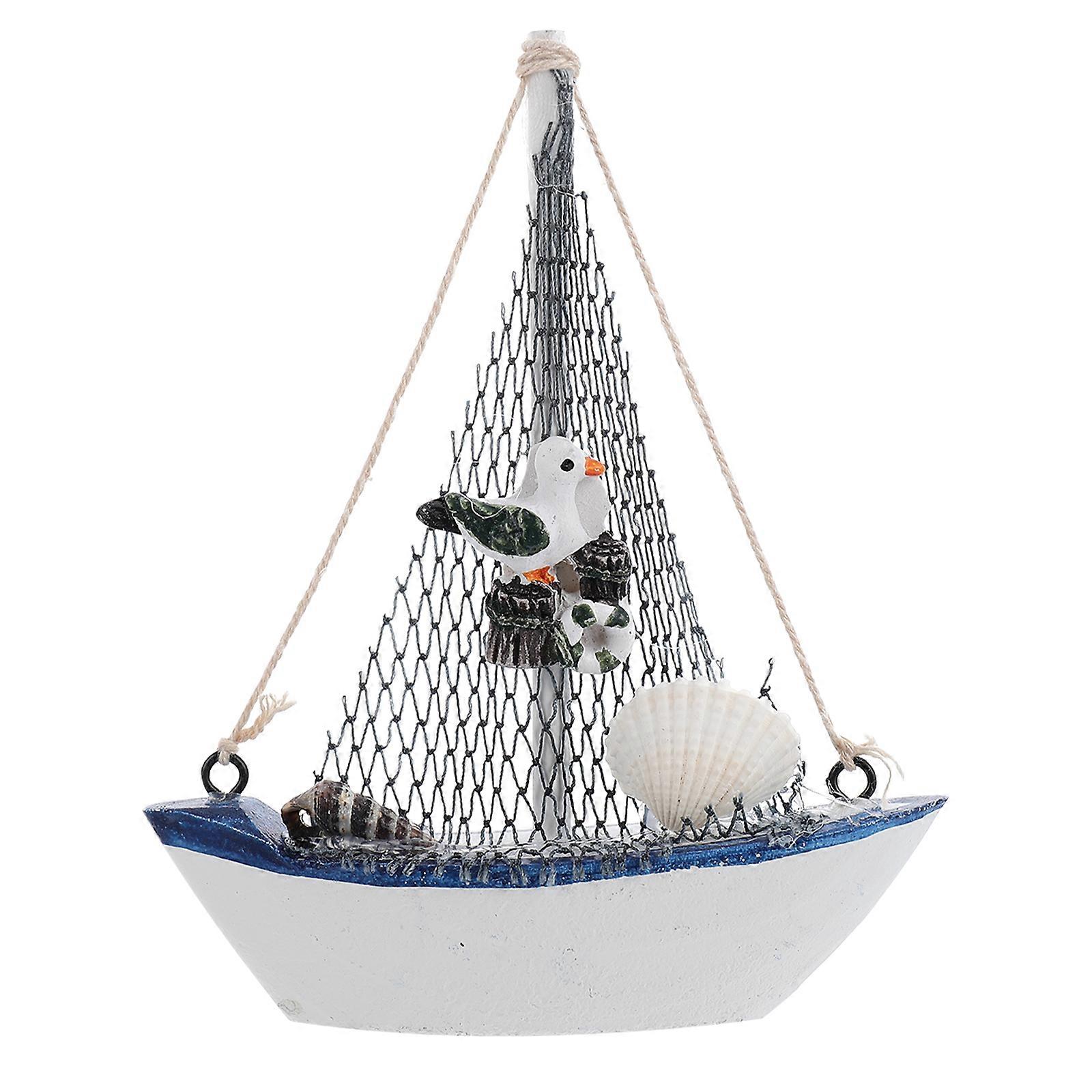 1pc Mediterranean Sailboat Model Creative Sailing Boat Crafts Desktop Ornament