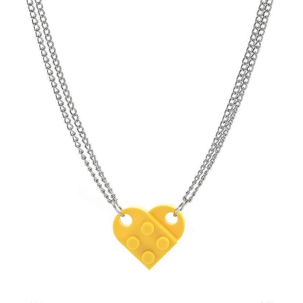 1 Paio di A Forma di Cuore Building Block Collana Mattoni Colorati Assemblato Pendente Charms Mattone Collana Gioielli Set