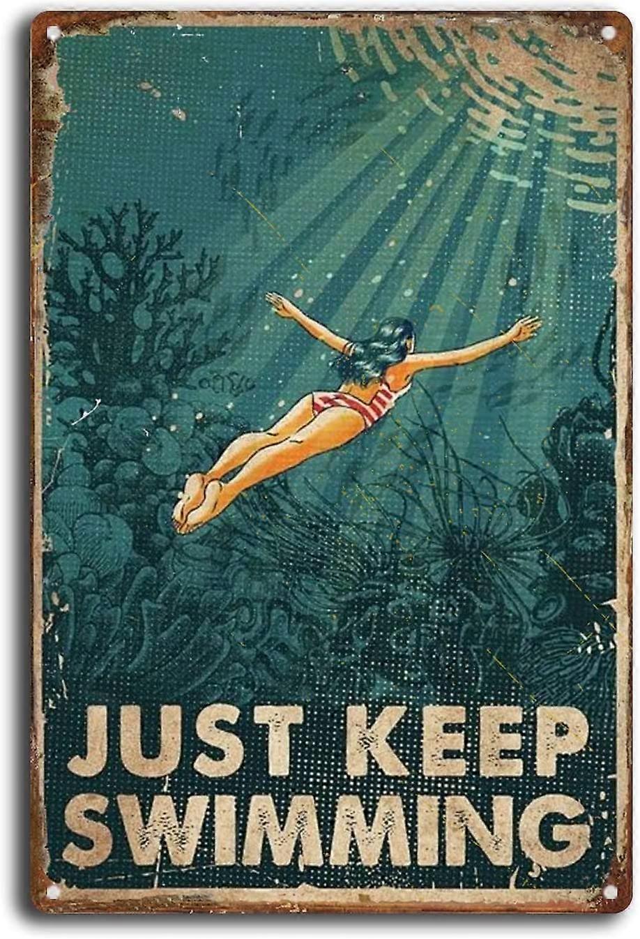 القصدير تسجيل فقط الحفاظ على السباحة ديكور المنزل مضحك معدن القصدير تسجيل ديكور الحائط 12x16inch