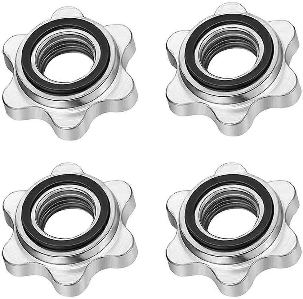 Set of 4 Dumbbell Spinlock, Non-Slip 25 mm Standard Spinlock Collars, Screw Caps for Dumbbell Bars, Barbell Star Collars